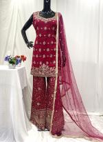 Georgette Pink Party Wear Embroidery Work Readymade Plazzo Suit